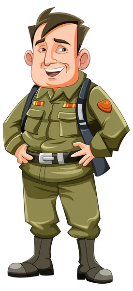 Ilustración General Personaje Dibujos Animados Ejército — Archivo Imágenes Vectoriales