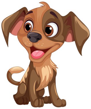 Şirin köpek çizgi film karakteri resimde oturuyor.