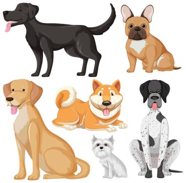 Köpek seti çizgi film çizimleri üretir.