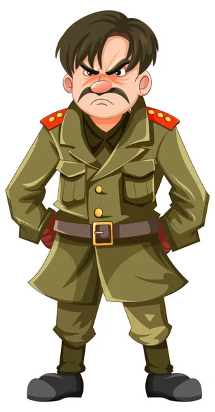 Serious Military Officer Grumpy Expression Illustration — Stock Vector
