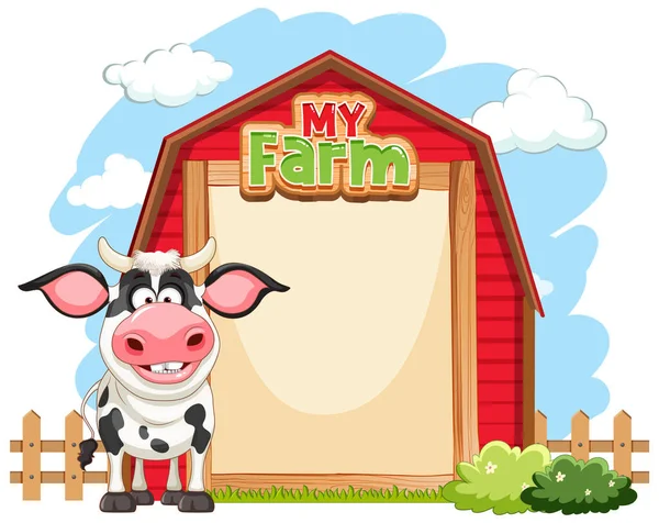 Vache Avec Illustration Templae Bannière Vide — Image vectorielle