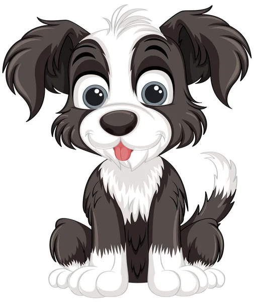 Lindo Perro Personaje Dibujos Animados Sentado Ilustración — Vector de stock