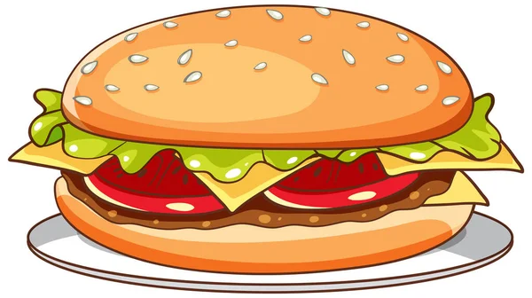 Isolated Hamburger Cartoon Simple Style Illustration — Stock Vector