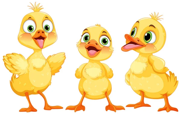 Schattig Duckling Stripfiguren Illustratie — Stockvector