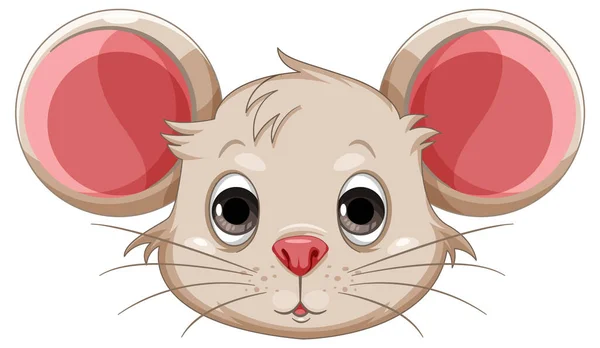 Cute Głowa Kreskówki Myszy Izolowane Ilustracji — Wektor stockowy
