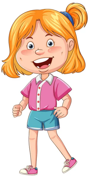 Cute Girl Cartoon Character Illustration — Stock Vector