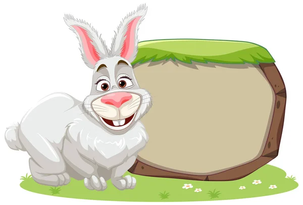 Funny Rabbit Empty Banner Template Illustration — Stock Vector