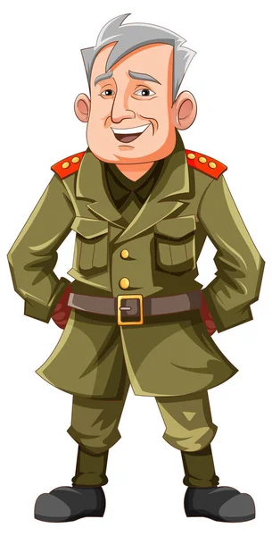 Felice Esercito Ufficiale Cartone Animato Personaggio Illustrazione — Vettoriale Stock