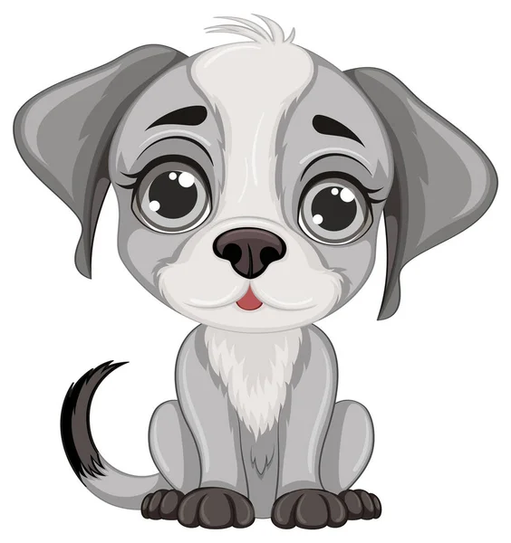 Cute Dog Cartoon Isolated Sitting Illustration — Stock Vector