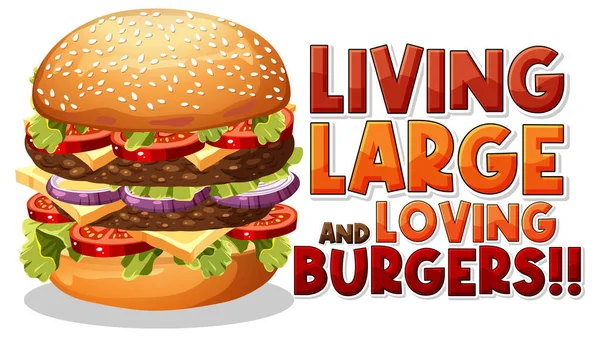 Vivere Grandi Amorevoli Hamburger Icona Cartone Animato Illustrazione — Vettoriale Stock