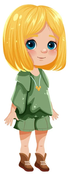 Adorable Fille Avec Des Cheveux Blonds Illustration — Image vectorielle