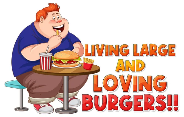 Overgewicht Man Fast Food Temptation Illustratie — Stockvector