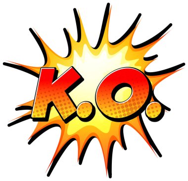 KO retro çizgi roman konuşma balonu ve pop sanat tarzı illüstrasyonunda etkisi