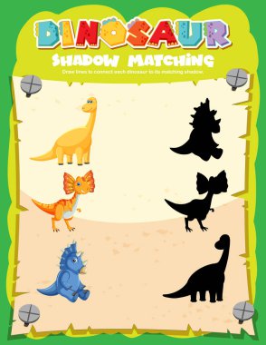 Dinozor Gölgesi Oyun Şablonu çizimi