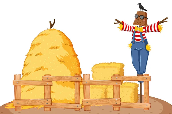 Scarecrow Hay Straw Illustration — Stock Vector