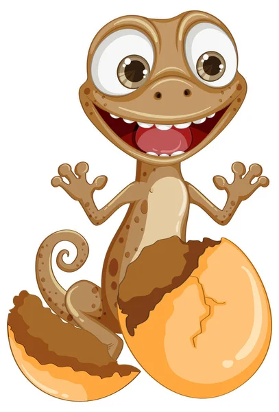 ตลก Lizard Hatching จากภาพประกอบไข — ภาพเวกเตอร์สต็อก