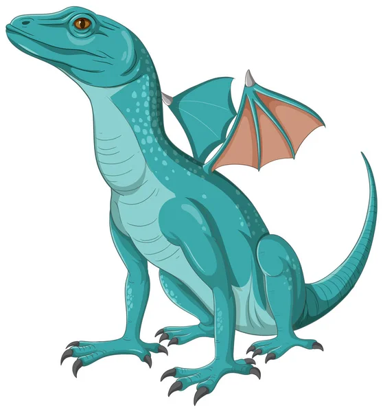 Reptilian Creature Dragon Wings Cartoon Style Illustration — Stock Vector