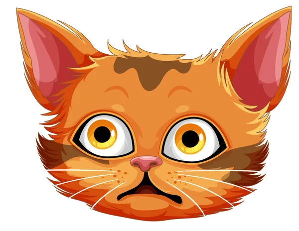 Bonito Gato Rosto Desenho Animado Ilustração — Vetor de Stock