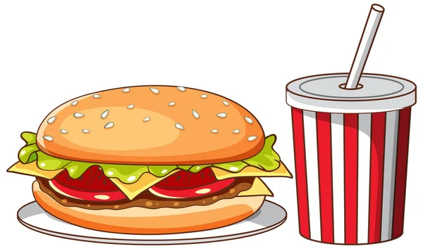 Izolovaná Sada Nezdravých Potravin Ilustrace — Stockový vektor