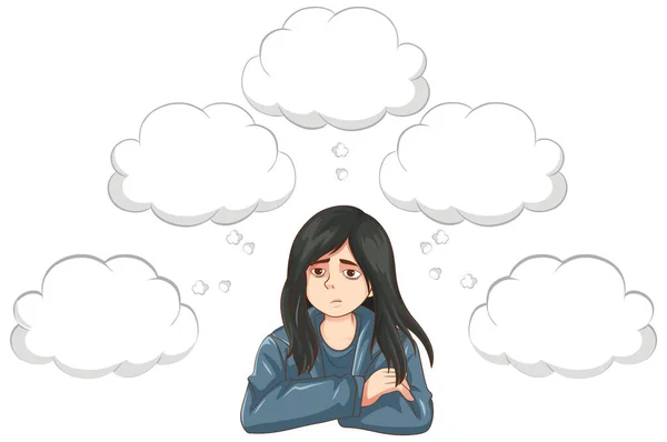 Remaja Depresi Dengan Ilustrasi Gelembung Bicara - Stok Vektor