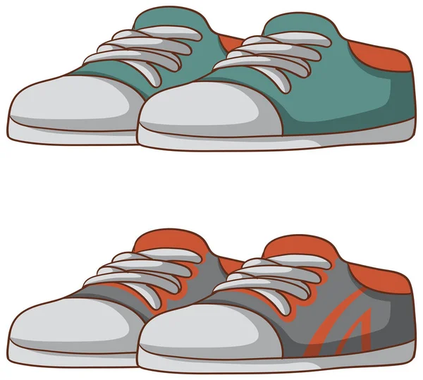 Conjunto Tênis Sapatos Ilustração — Vetor de Stock