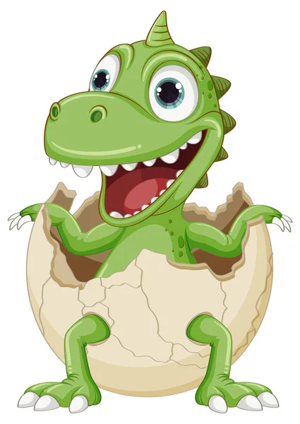 Little Dinosaur Monster Hatching Egg Illustration — Stock Vector