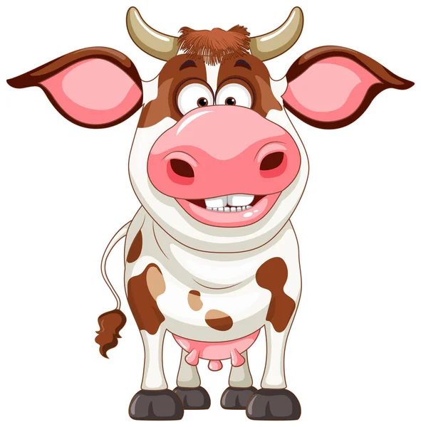 Cute Krowa Postać Kreskówki Ilustracja — Wektor stockowy