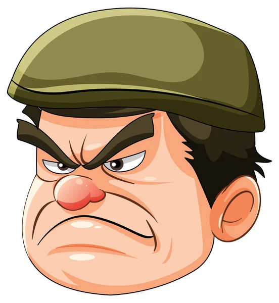 Grumpy Army Officer Head Cartoon Illustration — Stock Vector