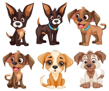 Çeşitli Köpek Karakterleri Koleksiyon illüstrasyonu