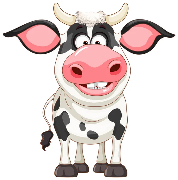Bonito Vaca Desenho Animado Personagem Ilustração — Vetor de Stock