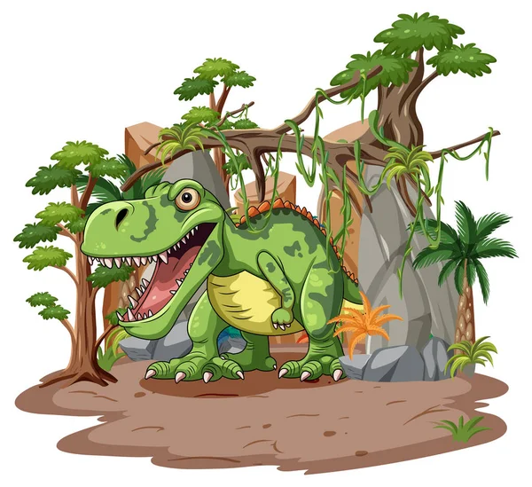 Dinosaurio Ilustración Estilo Dibujos Animados — Vector de stock