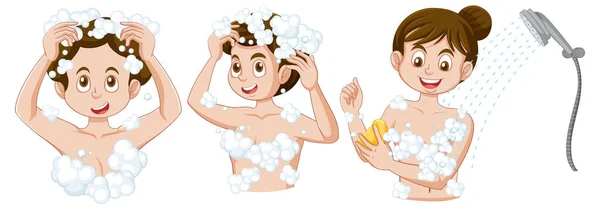 Ein Teen Weiblich Selbstpflege Dusche Routine Illustration — Stockvektor