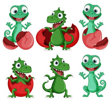 Yumurta çiziminden çıkan küçük dinozor canavarı.