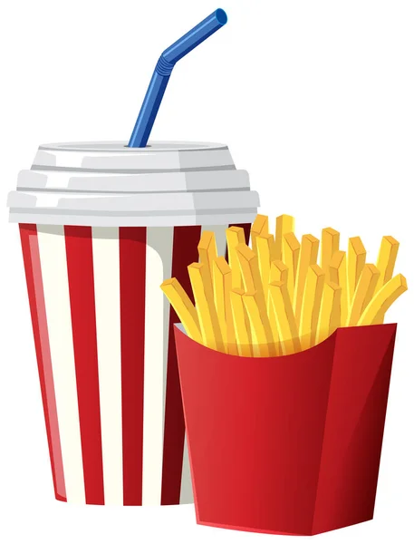 Set Fast Food Rajzfilm Illusztráció — Stock Vector