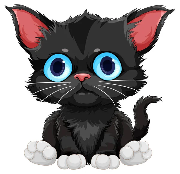 Bonito Gato Desenho Animado Personagem Ilustração — Vetor de Stock