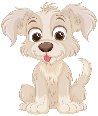 Şirin köpek çizgi film karakteri resimde oturuyor.