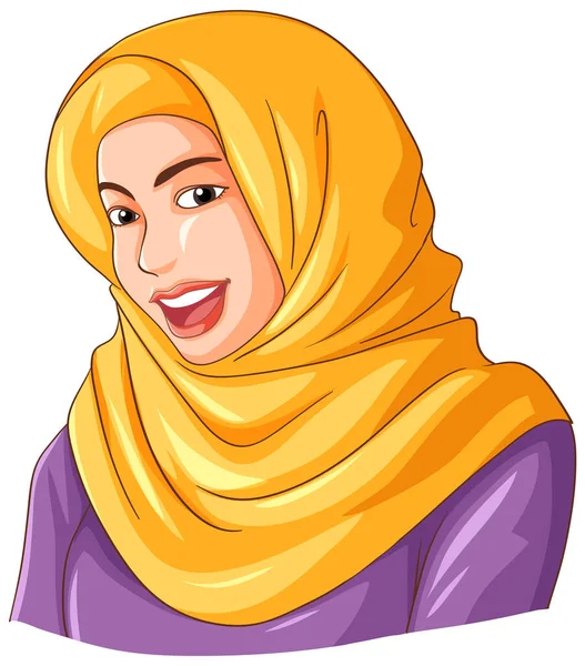 Wanita Muslim Yang Bahagia Mengenakan Ilustrasi Jilbab - Stok Vektor