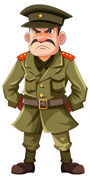 Officier Militaire Sérieux Avec Illustration Expression Grincheuse — Image vectorielle