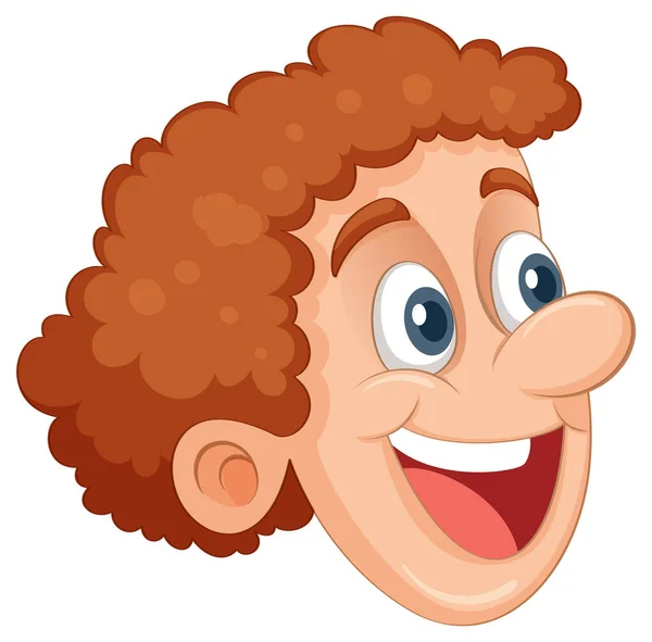 Sorrindo Caucasiano Menino Cabeça Ilustração —  Vetores de Stock