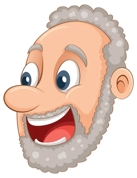 Älterer Mann Mit Lockigem Haar Gesicht Illustration — Stockvektor