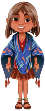 Amerikan yerlisi kıyafeti giyen kız.