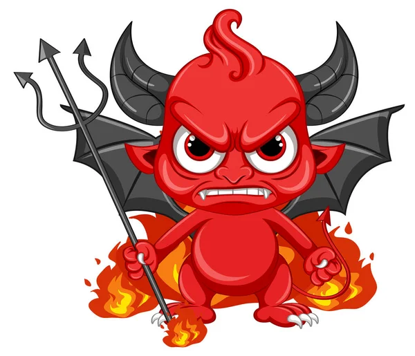 怒っている悪魔の漫画のキャラクターイラスト — ストックベクタ