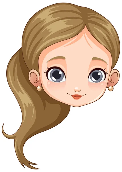 Cute Caucasian Girl Face Illustration — Stock Vector