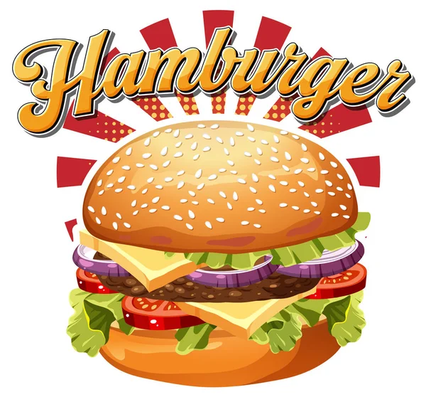 Délicieux Hamburger Avec Illustration Icône Texte — Image vectorielle