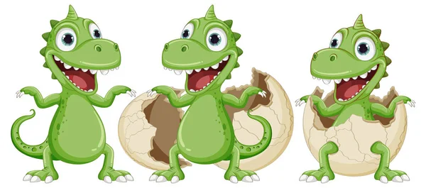 Mały Dinozaur Potwór Wylęgający Się Jaj Ilustracji — Wektor stockowy