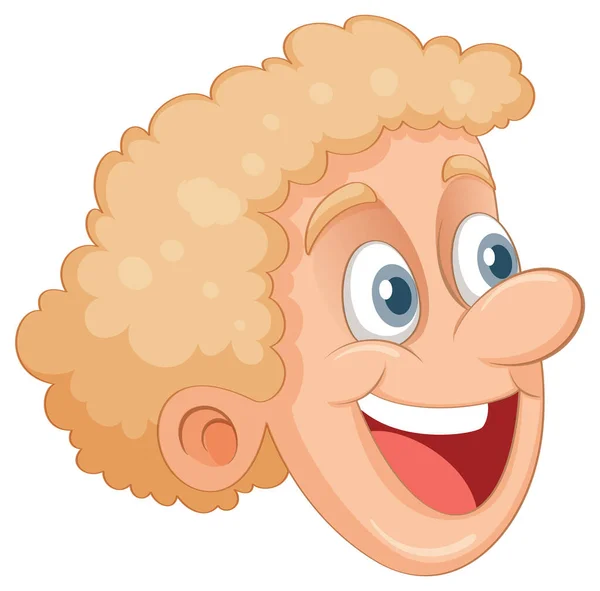 Sorrindo Caucasiano Menino Cabeça Ilustração —  Vetores de Stock