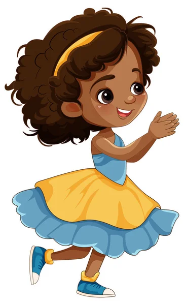 African American Kid Cartoon Character Illustration — Stock Vector