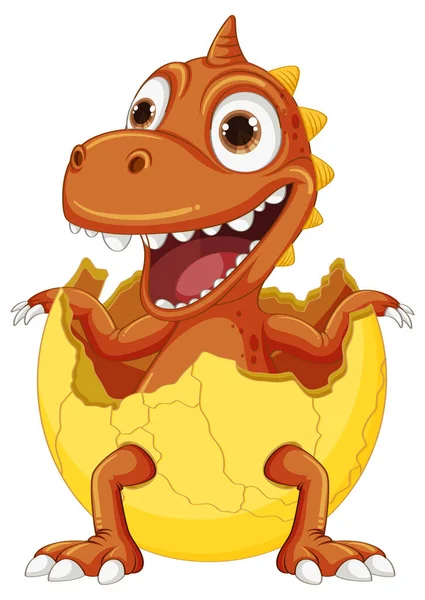 Little Dinosaur Monster Hatching Uovo Illustrazione — Vettoriale Stock