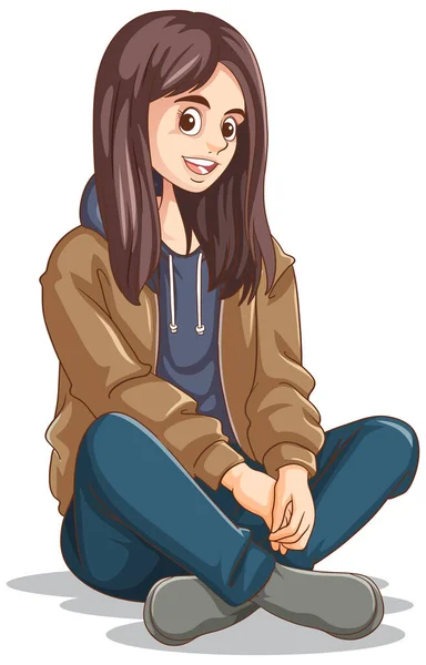 Adolescente Menina Desenho Animado Personagem Ilustração — Vetor de Stock