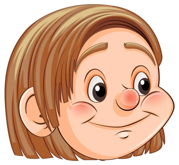 Голова Короткие Волосы Девушка Счастливым Выражением Лица Иллюстрация — стоковый вектор